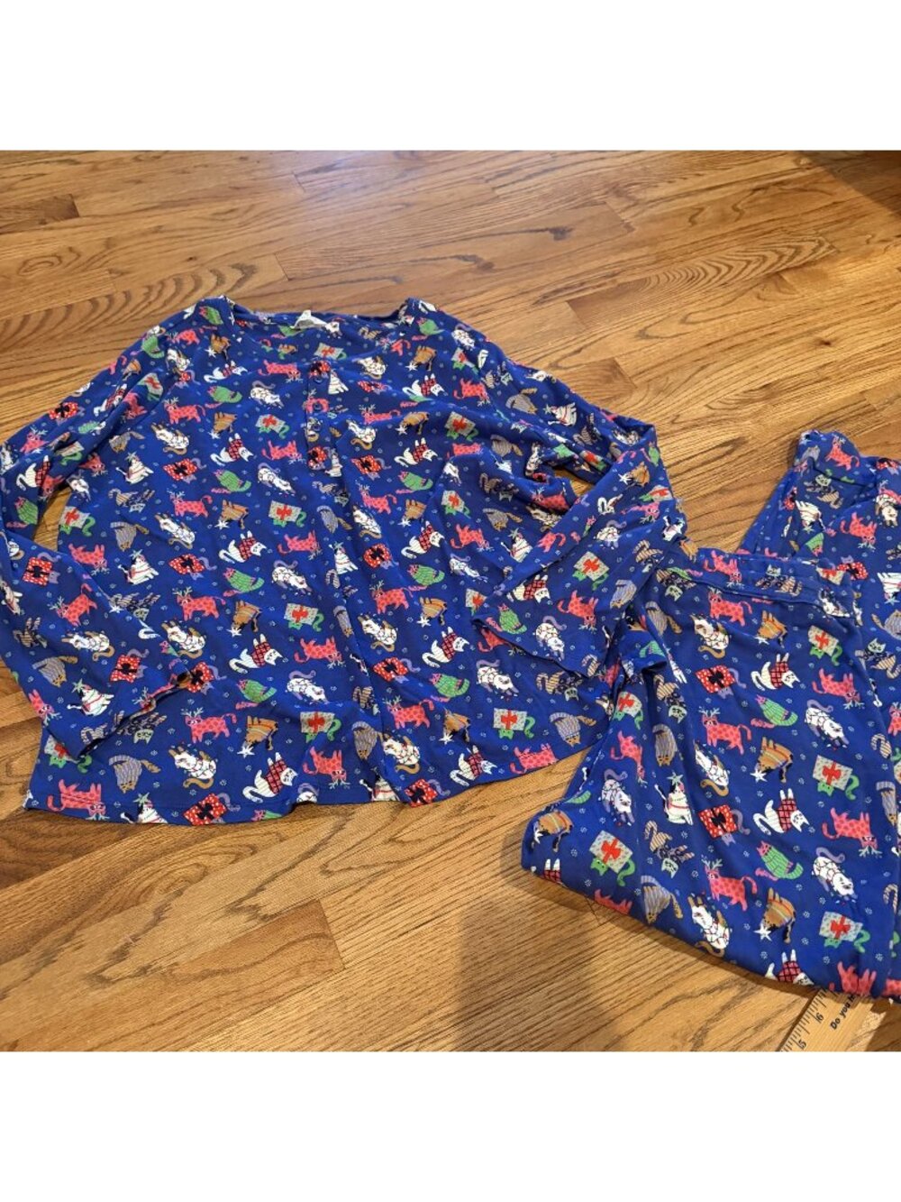 Vera Bradley Womens Purple XL Christmas Cat Pajama Set